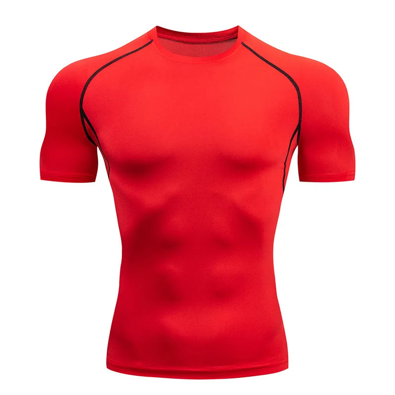 Camiseta de compresión para hombre, transpirable, de secado rápido y con absorción de humedad, ideal para deportes al aire libre.