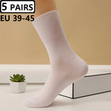 5 Pairs Plus Size EUR 45-50 Prevent Varicose Veins Socks Mens Diabetics Patients Cotton Loose Mouth Sock Man Women Comfort Meias