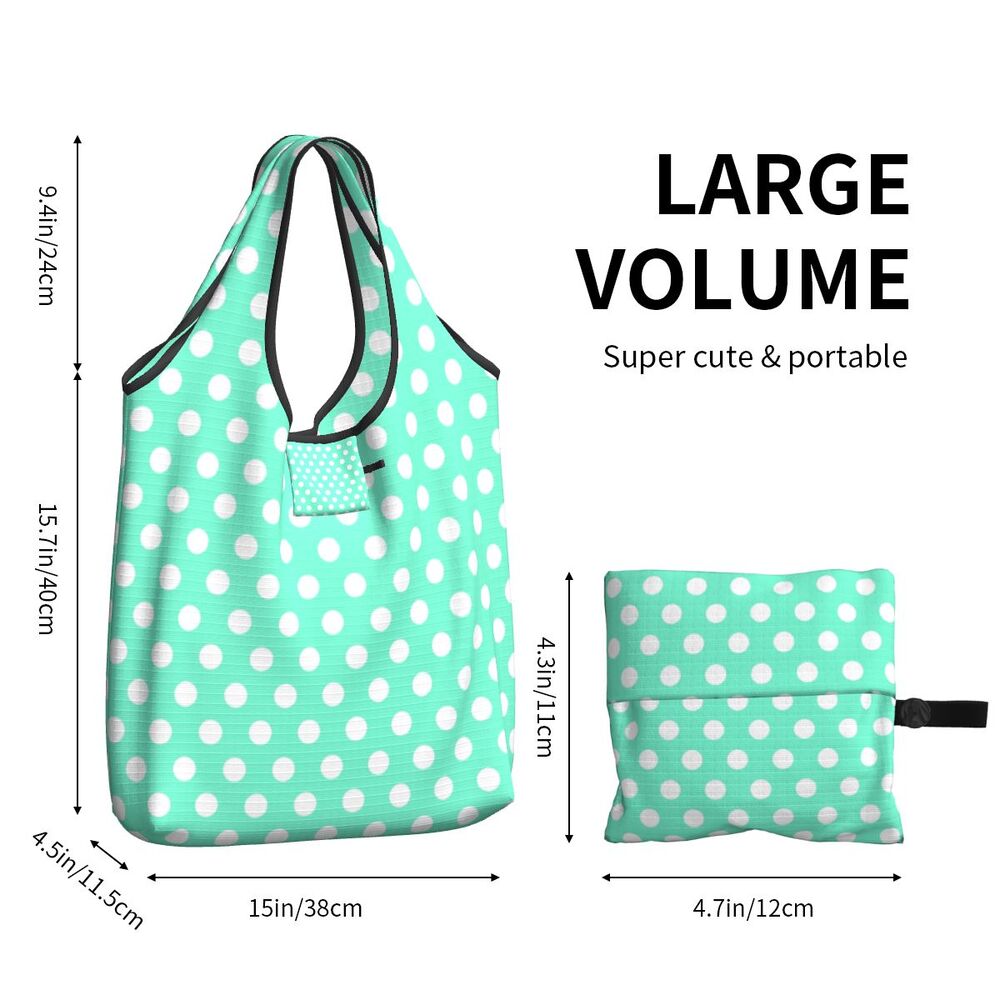 Custom Recycling Classic Black And White Polka Dot Shopping Bag Women Tote Bag Portable Grocery Shopper Bags
