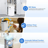 Dehumidifier 20 L, Dehumidifier Cellar Rooms with Digital Display, 24H Timer, Automatic Defrosting, Dry Clothes, Continuous Drai