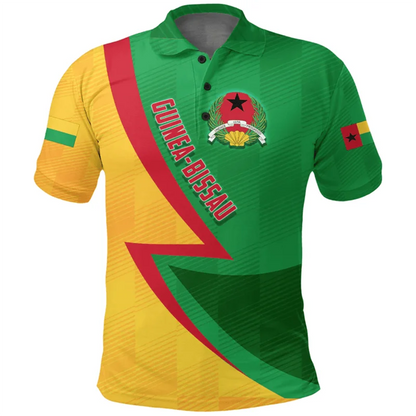 Polo azul de Guinea para hombre, emblema de GW, estampado 3D, estilo casual, manga corta, solapa holgada, verano 