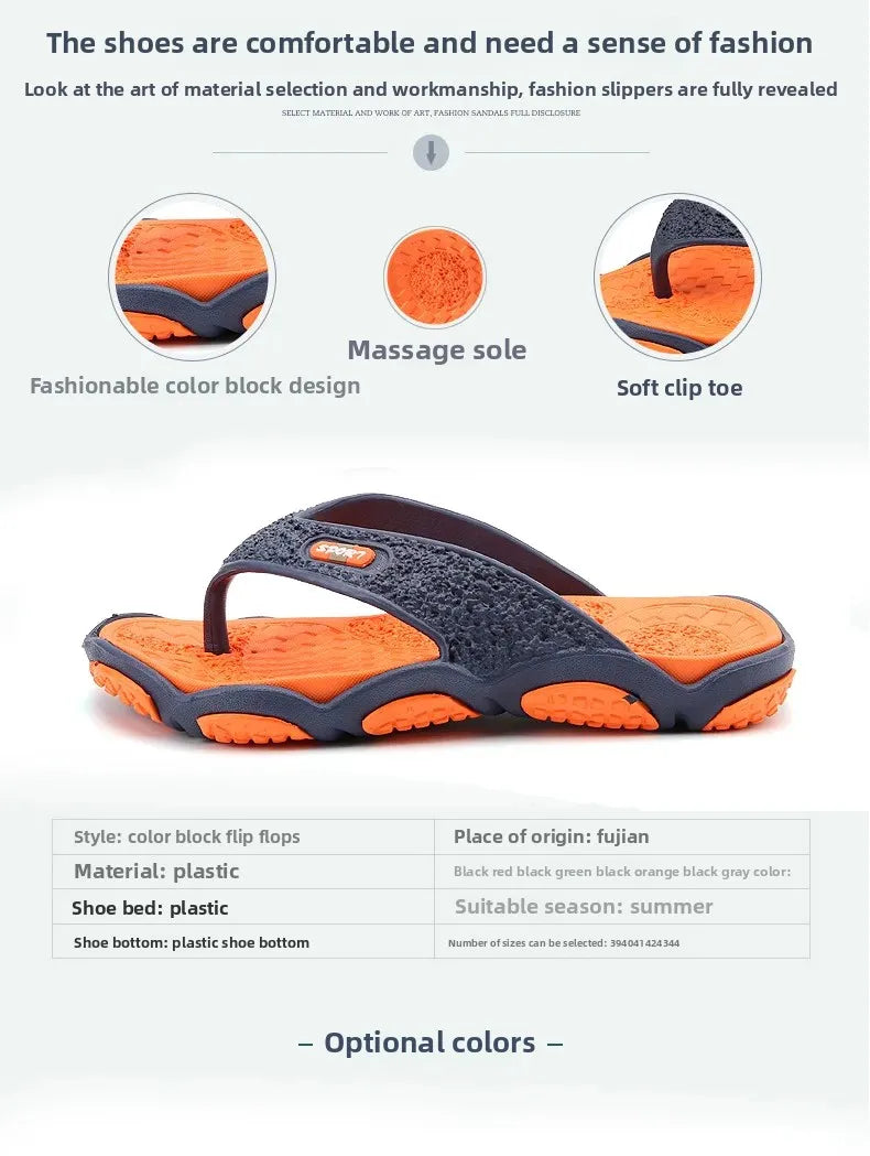 Men's Summer 2025 Trendy Flip-Flops Beachwear Slippers Anti-slip Deodorant Casual Shoes Plastic Slip-On Sandals for Adults