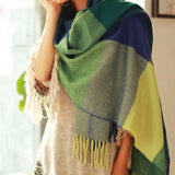 Women's Winter Plaid Imitation Cashmere Scarf, Autumn and Winter Thick Fashion Warm Wild Scarf Shawl