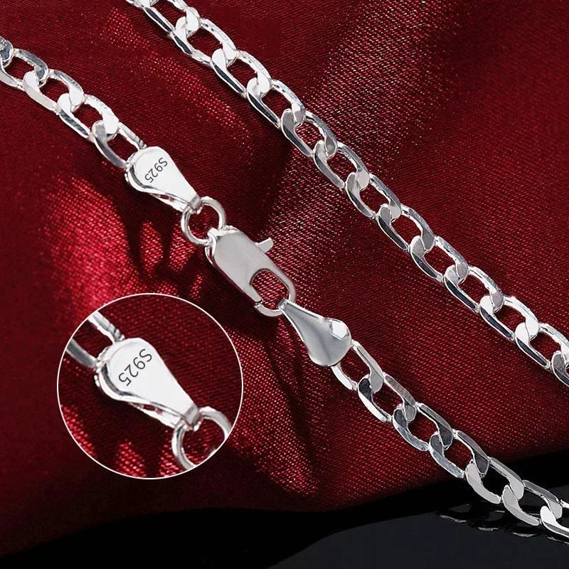 Collar de plata de ley 925 para hombre, venta al por mayor, 2/4/6/8/10/12 mm, cadena de 40-75 cm, cierre de langosta, joyería de compromiso para hombre, niño y mujer.