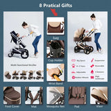 Lujoso cochecito de bebé portátil 3 en 1 de viaje con marco de aluminio alto y plegable, para recién nacidos, con cuatro ruedas.