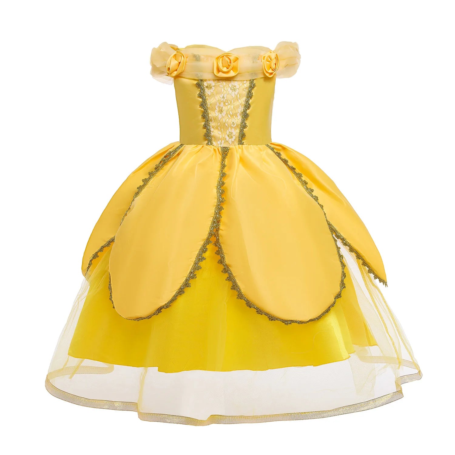 2025 Cosplay Belle Princess Dress Girls Dresses For Beauty and beast Party Clothing Magic stick crown Costume 3-12Y