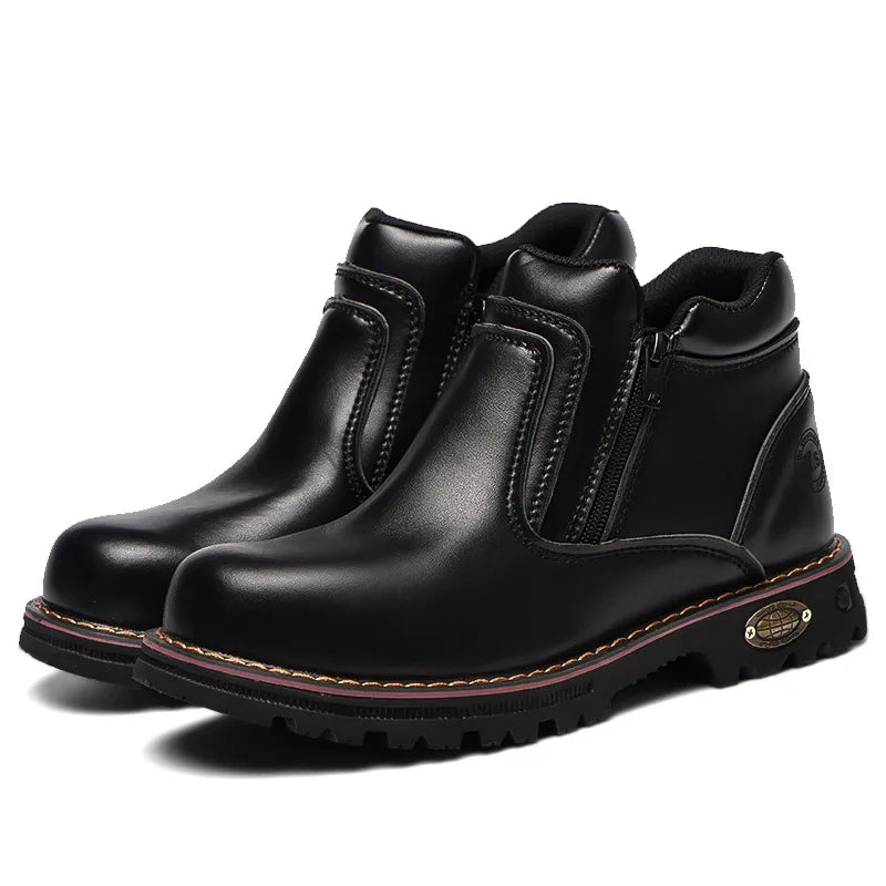 Zapatos de trabajo para hombre, zapatos de seguridad impermeables, botas de cuero antichispas para hombre, zapatos de soldador antideslizantes y antiperforación para hombre, zapatos de trabajo negros.