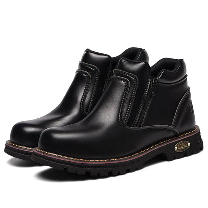 Zapatos de trabajo para hombre, zapatos de seguridad impermeables, botas de cuero antichispas para hombre, zapatos de soldador antideslizantes y antiperforación para hombre, zapatos de trabajo negros.