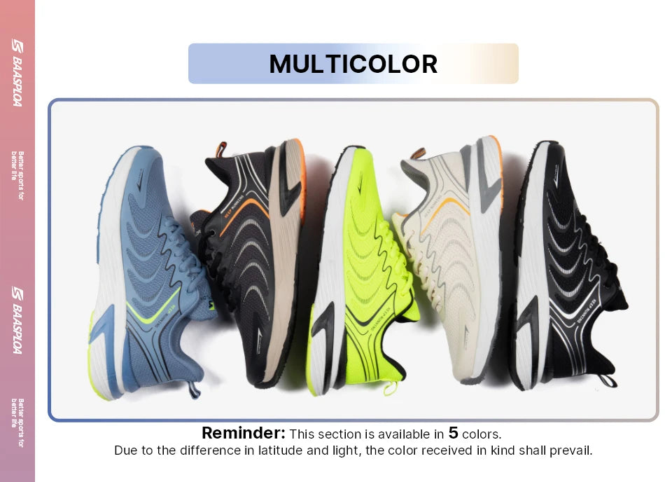 Baasploa New Running Shoes Men Casual Lightweight Mesh Walking Shoes Male Outdoor Breathable Non-Slip Tennis Sports Shoes