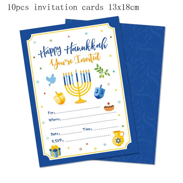 Disposable Jewish Hanukkah Supplies, Cutlery Set, Plates, Napkins, Cup, Festival Party Decorations 