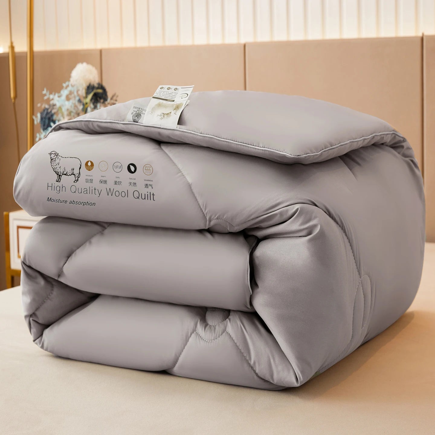 Luxury 100% Wool Quilt Core Autumn Winter Thickened Warm Quilted Comforter Fluffy Soft King Queen Size Solid White Duvet Insert