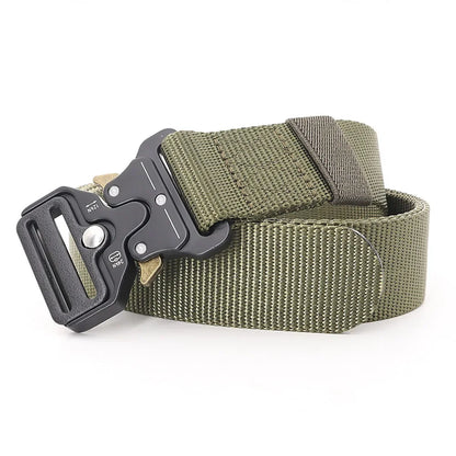 3.8X125cm - Belt Quick Release Outdoor  Metal Belt Soft Real Nylon Sports Accessories Men And Women Black Belt