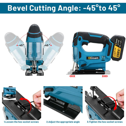 Gisam 26mm Electric Jigsaw Portable Cordless Saw Multi-Function Wood Cutting Woodworking Machines For Makita 18V Battery pin