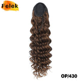Aplique rabo de cavalo ondulado longo 60 cm ajuste fácil com cordão drawstring