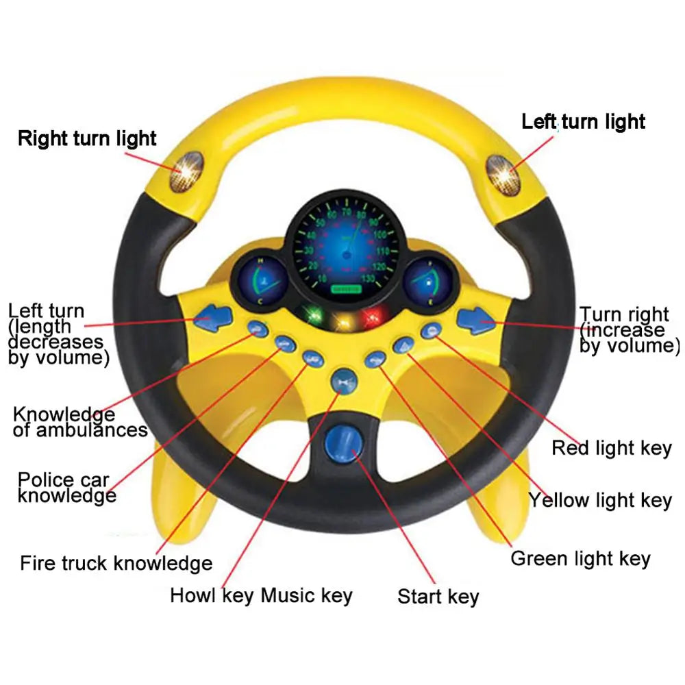 Volante eléctrico portátil tridimensional con simulación de conducción, juguete con luz y sonido, regalo educativo para niños.
