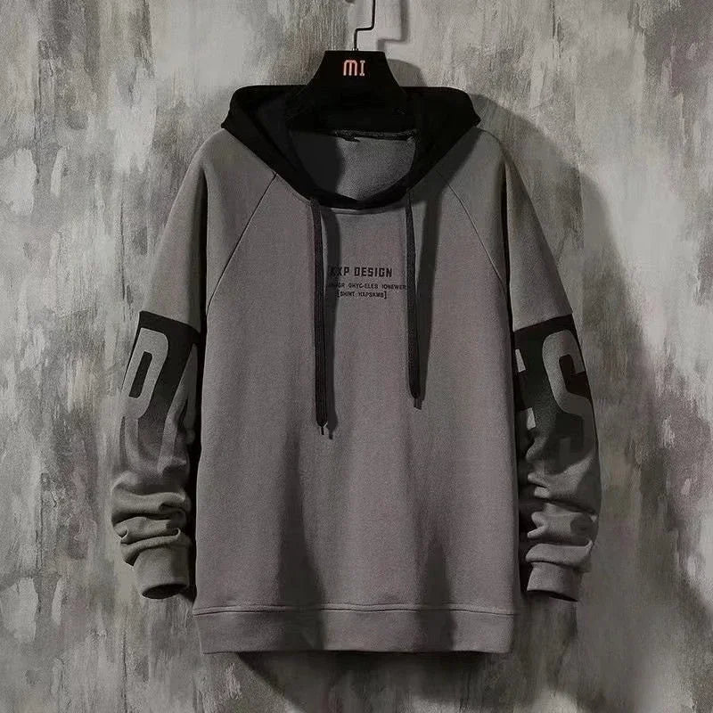 Men's Clothing Spliced Sweatshirts for Man Hoodies Black Hooded Graphic Aesthetic Cotton Harajuku Fashion No Brand Sweat Shirt