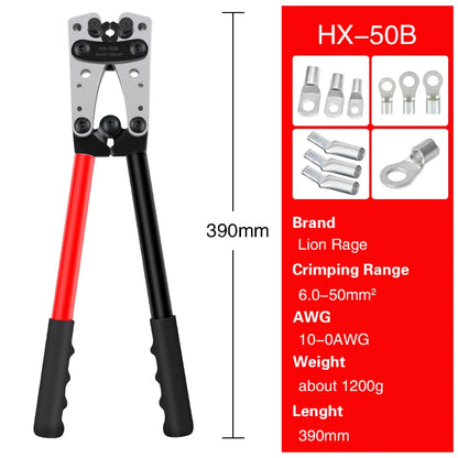 Crimping Pliers Tube Terminal Crimper Hex Crimp Tool Multitool Battery Cable Lug Cable Hand Tools HX-50B 6-50mm² AWG 10-0