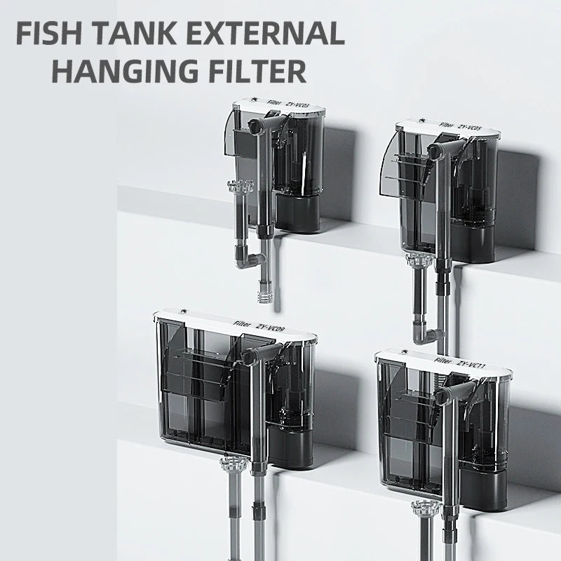 3/4/5/6W Wall Mounted Aquarium Filter Waterfall Filter for Small Fish Tank Filtering Equipment with Filter Media and Circulating
