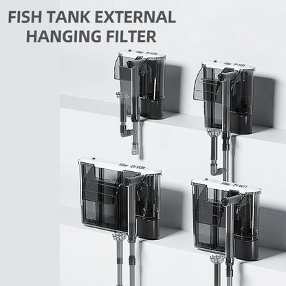 3/4/5/6W Wall Mounted Aquarium Filter Waterfall Filter for Small Fish Tank Filtering Equipment with Filter Media and Circulating