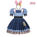 Disney Zootopia Judy Bunny Costume for Girls Dress Cosplay Carnival Party Clothes Disguise Cartoon Zoo Fantasia Outfits