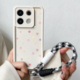 Wrist Chain Lanyard Case For Xiaomi 14T 13T 12T 11T 15 14 12 13 Pro Lite Poco X7 X6 X5 F5 F6 Pro Colorful Love Heart Cover