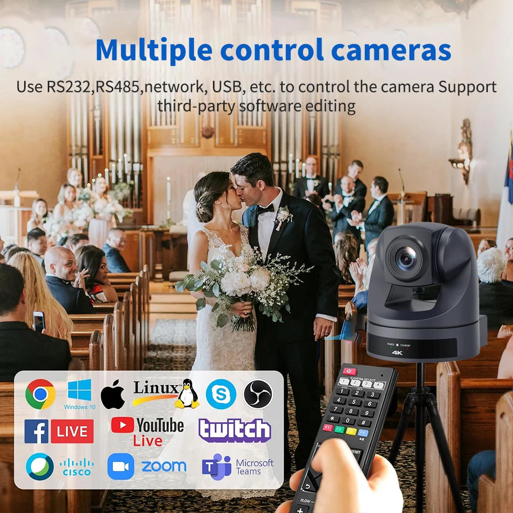 Runpu 4K30fps 20X Optical Zoom AI-Tracking Ptz HDMI Camera LAN POE Live Streaming Broadcast Video Conference System Camera