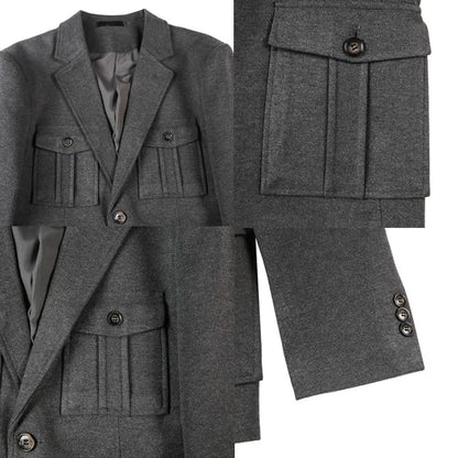 Tweed Men's Suit Jackets Single Breasted Male Blazer Gray Fashion 2024 Luxury Designer Menswear Coat Korean Style Clothes Casual