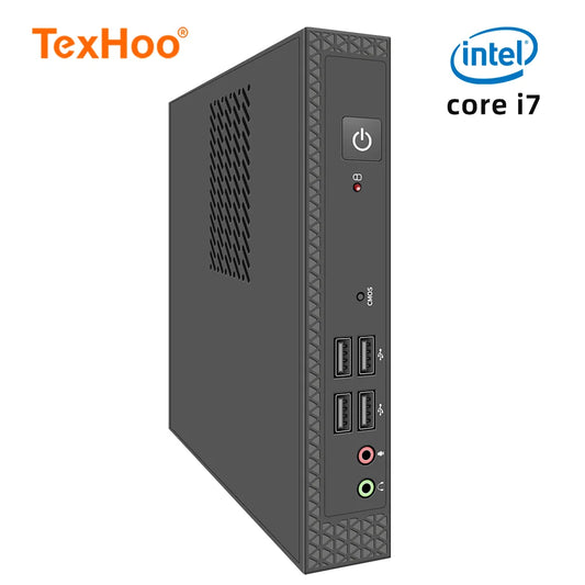Mini PC TexHoo con procesador Intel Core i7 i5 ITX, Windows 10 Pro, cliente ligero, industrial, con SSD, Bluetooth y WIFI, nuevo
