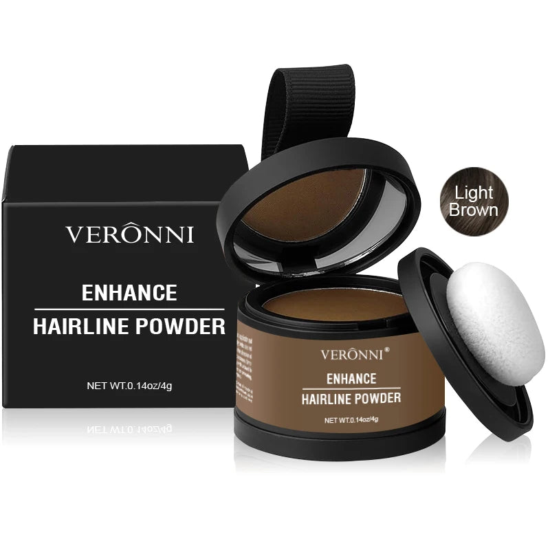 Polvo corrector de línea de cabello esponjoso, fibras temporales para cabello negro, raíces, cobertura de canas, polvo de sombra de línea de cabello al instante 