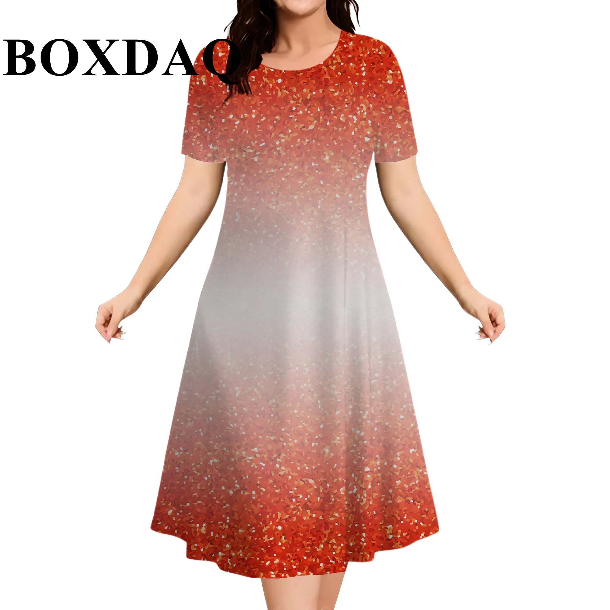 2026 New Women's Dresses Fashion Tie Dye Gradient 3D Printed Elegant Loose Dress Plus Size Female Casual Short Sleeve Dress  9XL