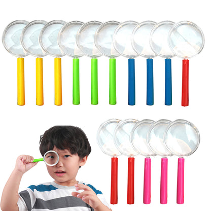 15pcs Magnifying Glasses for Children Optical Detective Toy For Children Clear Experiment Magnifying Glass Home (RANDOM COLORS))