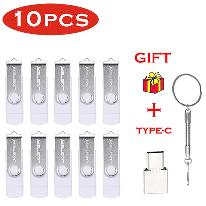 JASTER 10 PCS LOT Pen Drive 128GB 3 IN 1 Memoria USB 64GB Key Chain USB Flash Drive 32GB Free TYPE-C Adapter Memory Stick Gift