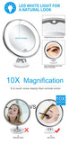 Flexible 10x Magnifying Vanity Mirror with Lights Touch Screen Lighting Dressing Makeup Lamp Bottom Sucker Portable Design LED