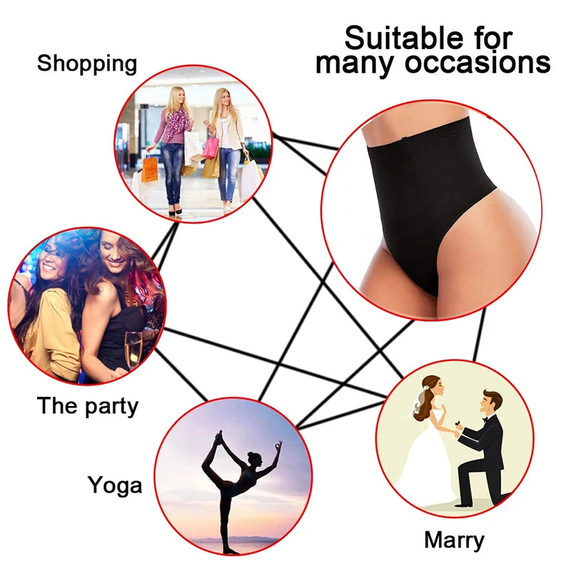 FINETOO Bragas de tanga con realce de glúteos y cintura alta para mujer, lencería moldeadora de abdomen sexy, ropa moldeadora adelgazante femenina