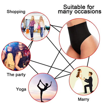 FINETOO Bragas de tanga con realce de glúteos y cintura alta para mujer, lencería moldeadora de abdomen sexy, ropa moldeadora adelgazante femenina