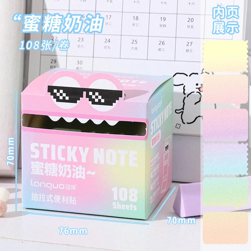Mr. Paper 6Style 105Sheets/roll Pull-out Sticky Notes Student Stationery Sticky Notes Transparent Color Sticky Notes