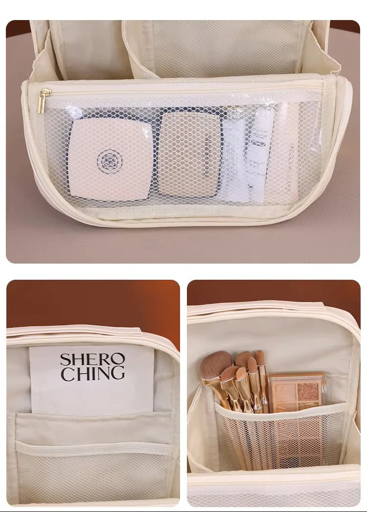 Professional Stand up Cosmetic Bag Large Capacity Travel Toiletry Organizer With Multiple Compartments Portable Storage Pouch