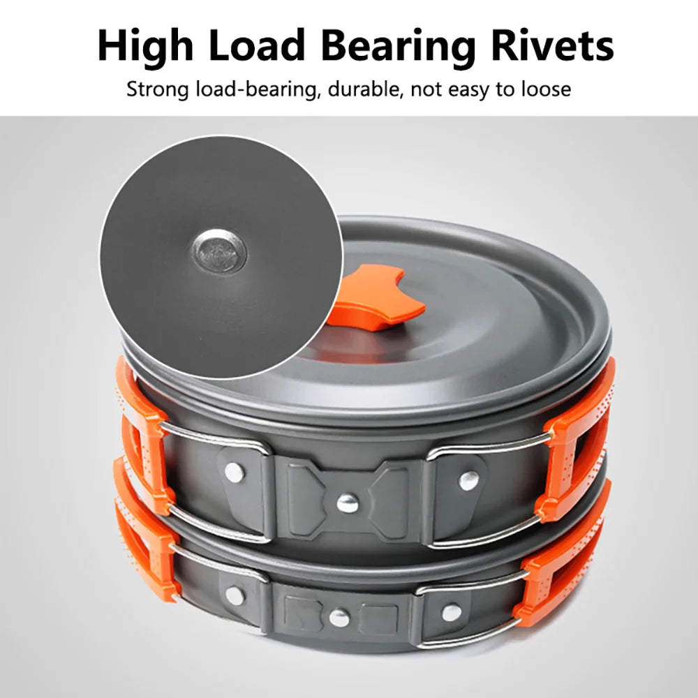 Camping Cooking set Camping Cookware Travel Tableware Outdoor Picnic Set Teapot For 2-3 Peaple Non-stick pots assorted sets
