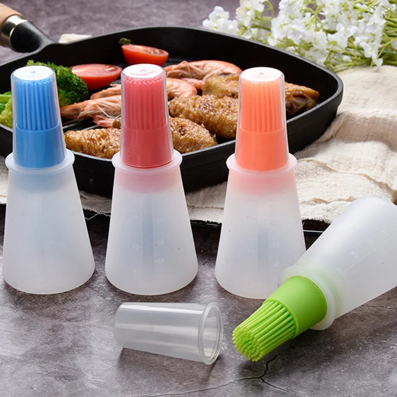 Garrafa de óleo de silicone escova dispensador de óleo garrafa com escova de churrasco resistente a altas temperaturas escova de alinhavo cozinha ferramentas para churrasco