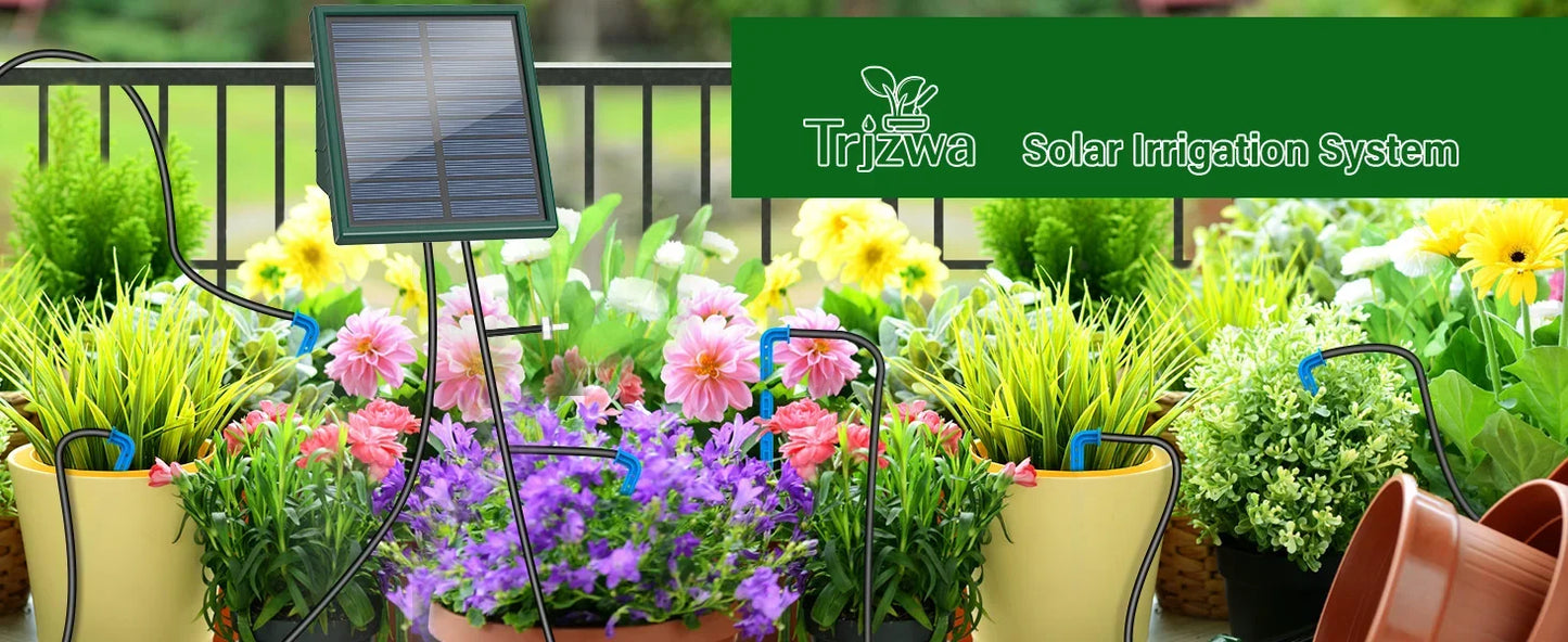 Sistema de riego solar para jardín y balcón. Sistema de riego automático por goteo. Sistema de riego de jardín DIY. Riego por goteo con manguera.