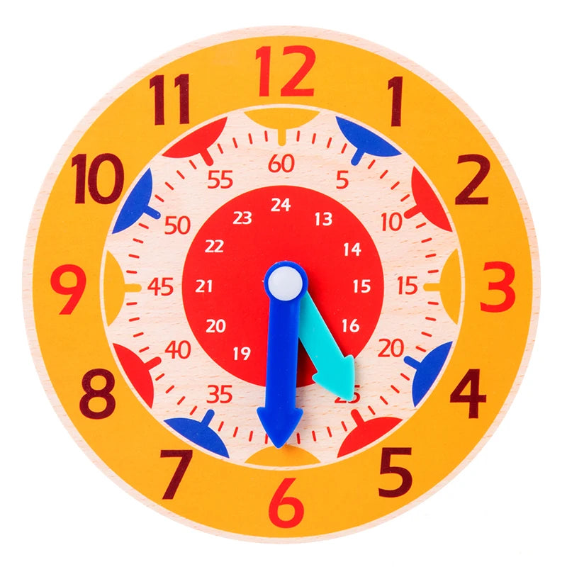Kids Montessori Wooden Clock Toys Time Learning Teaching Aids Educational Toys For Children Primary School Clever Board Toy