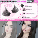 GROINNEYA – Kits de Cílios em Tufo (510 unidades), Curvatura D, 6 Estilos, Tamanhos 8-16mm – Cílios Individuais com Efeito Leve e Natural, Cílios Postiços Macios e Extensões de Cílios