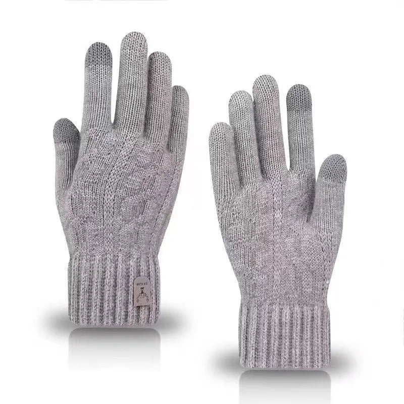 New Men's Warm Gloves Winter Touch Screen Plus Fleece Gloves Cold Warm Wool Knitted Gloves