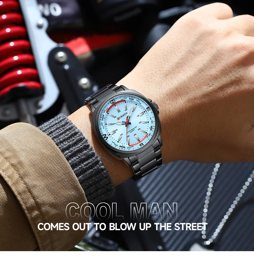 CURREN 8455 Men's Quartz Watch Large Dial Waterproof Stainless Steel Strap Casual Business Elegant Watches for Men Reloj Hombre