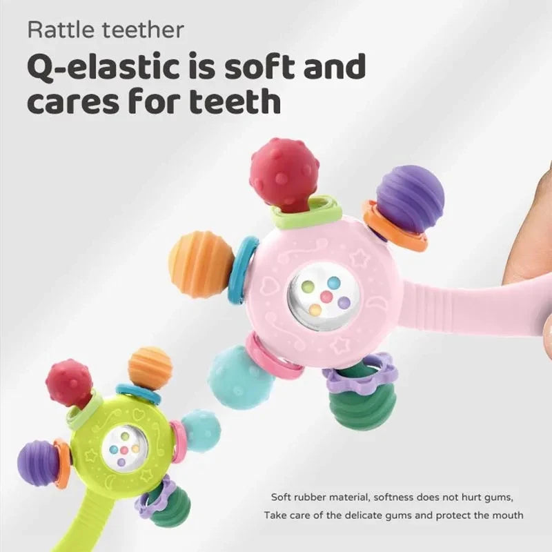 Baby Toys 0 6 Months Rattle Teether Development Games Sensory Toys Soft Silicone Teether Chewable For Newborns Babies 12 Months