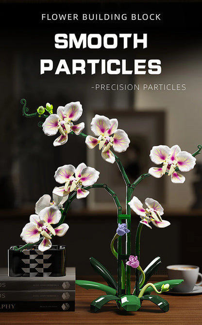 Creative Orchid Cymbidium Eternal Flowers Potted Plant Building Blocks Simulation Phalaenopsis DIY Bricks Toys Valentine's Gift