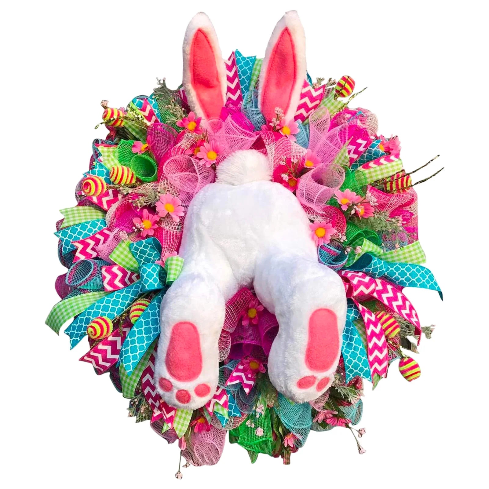 Easter Thief Bunny Butt Wreath With Easter Cross Garland Home Decor Spring Wedding Wreath Storage Cartoon Bunny Shape Ornaments