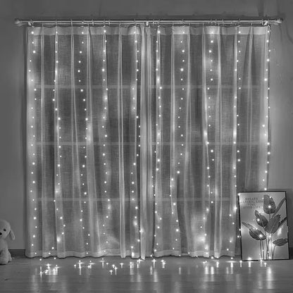 Luzes LED Cortina Quarto, Guirlanda de Natal, Fairy Light, festão, casamento, casa, decoração do quarto, iluminação, USB, 3x3/3x2/3x1, 1pc