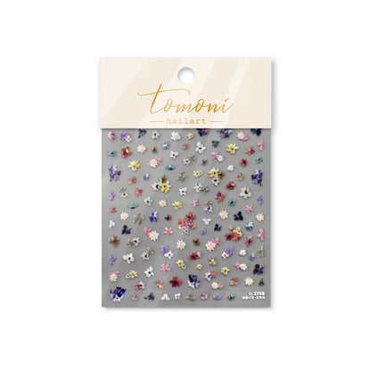 Colorful Sparkling Glass Fragment Spring Wildflowers High Quality Adhesive Flash Nail Stickers Art Decorations Design T-3784
