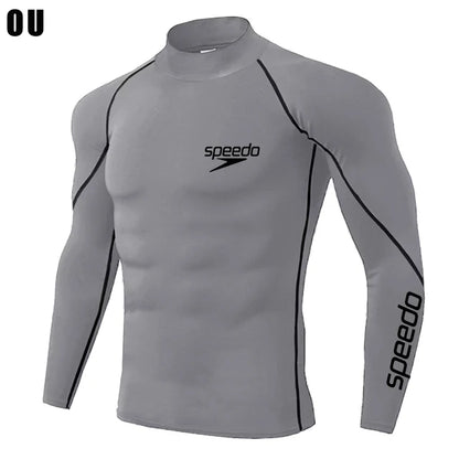 Men's Long Sleeve Turtleneck Compression Shirts, Sports Tights, Running &amp; Gym Tops, Cool Dry, Sun Protection 